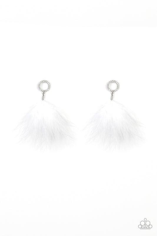 BOA Down - White Post Earrings