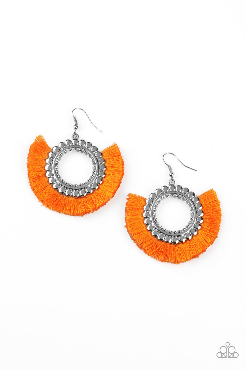 Fringe Fanatic - Orange Fish Hook Earrings