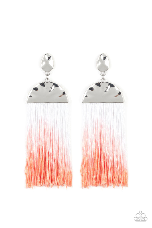 Rope Them In - Orange Post Earrings