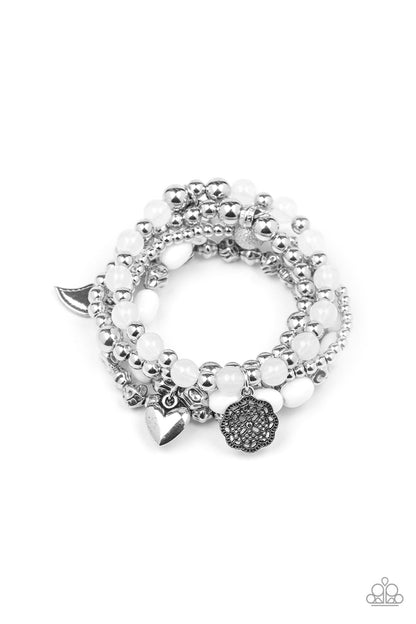 No Charm Done - White Stretch Bracelet