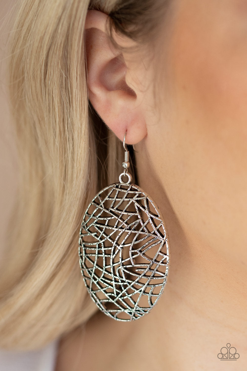 Way Out of Line - Silver Earrings