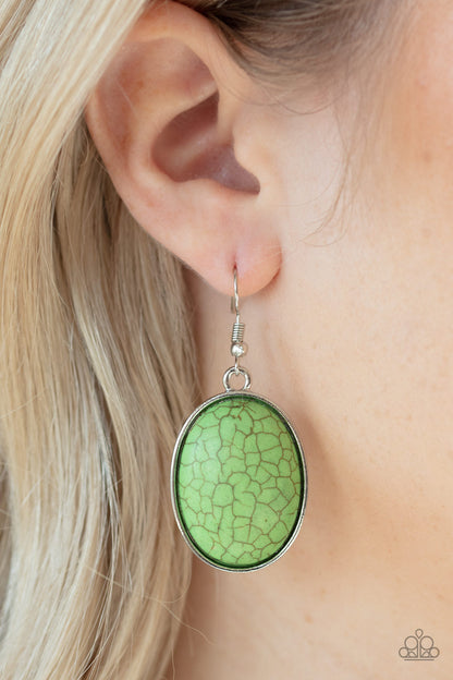 Serenely Sediment - Green Fish Hook Earrings