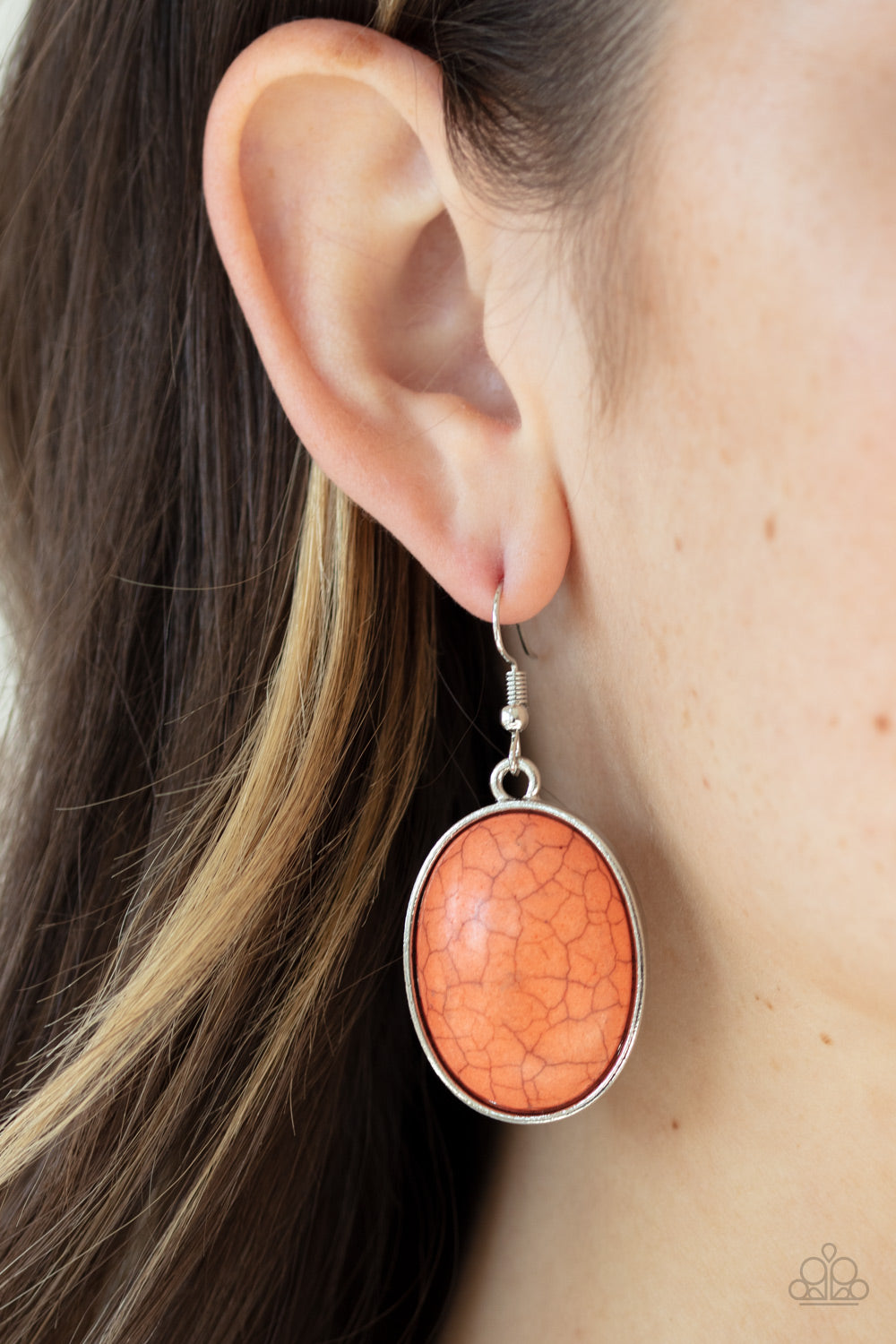 Serenely Sediment - Orange Fish Hook Earrings