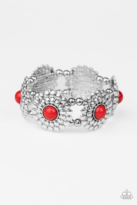 Bountiful Blossoms - Red - Paparazzi Bracelet