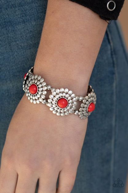 Bountiful Blossoms - Red - Paparazzi Bracelet