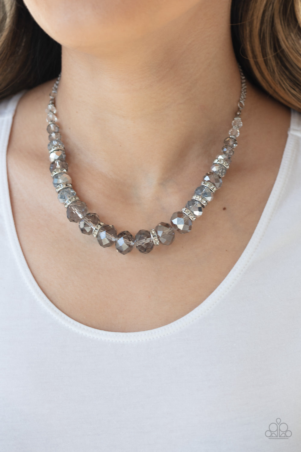 Distracted by Dazzle - Silver - Paparazzi Necklace