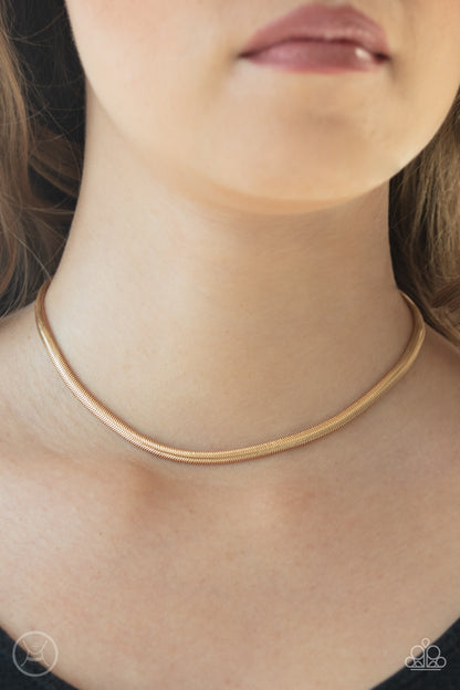Flat Out Fierce - Gold - Paparazzi Necklace