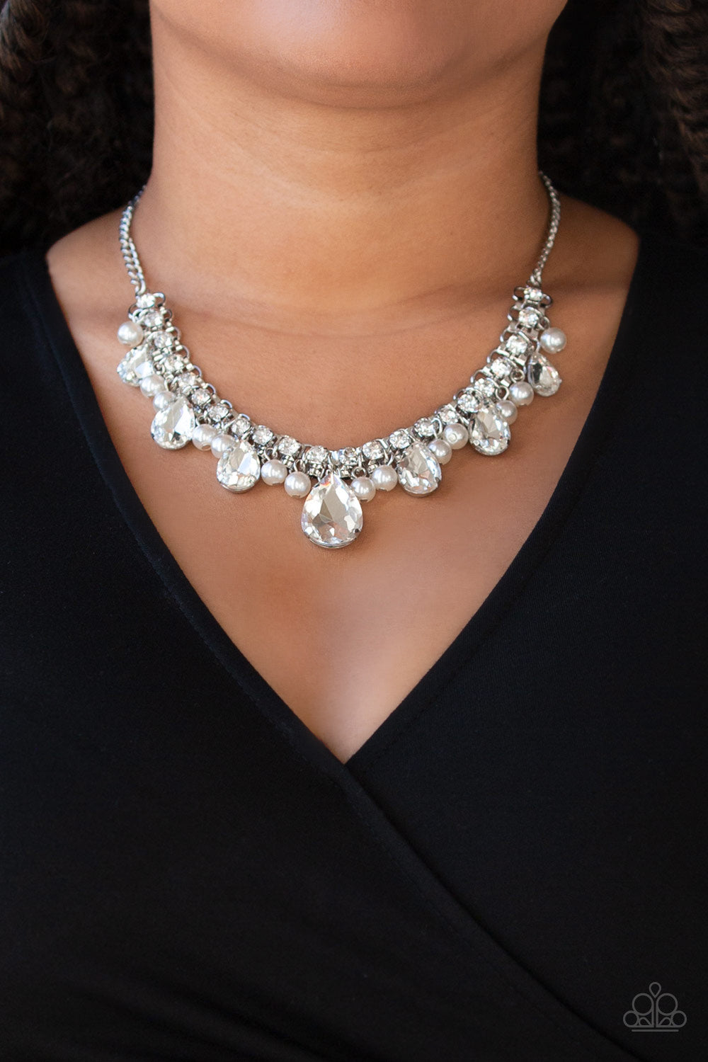 Knockout Queen - White - Paparazzi Necklace