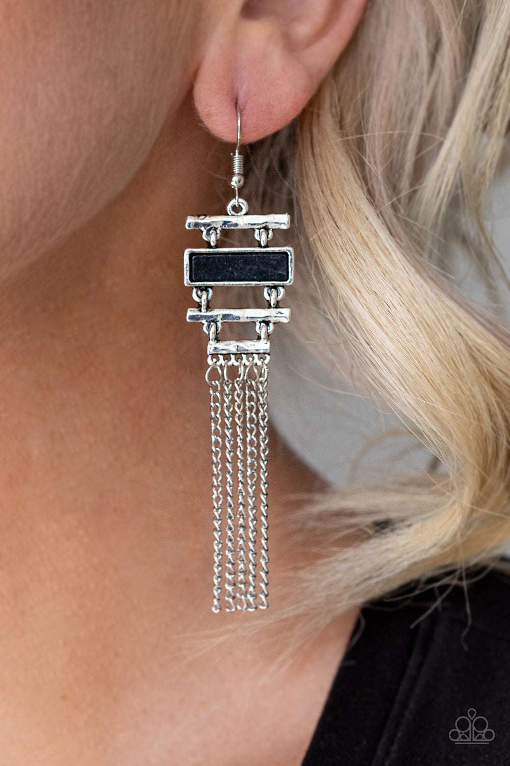 Stone Dwellings - Black - Paparazzi Earrings