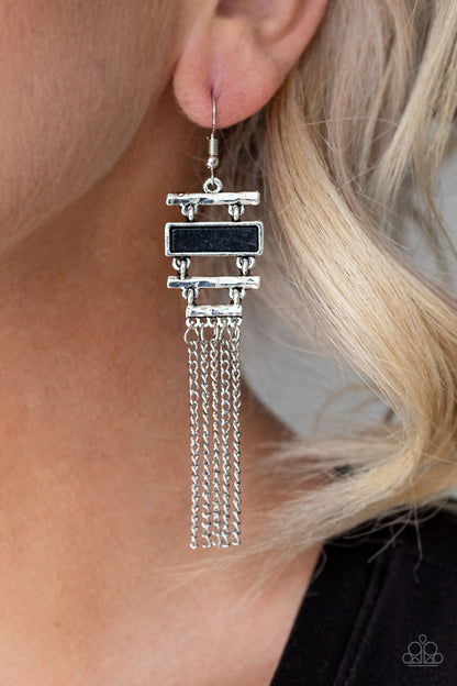 Stone Dwellings - Black - Paparazzi Earrings