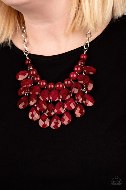Sorry To Burst Your Bubble - Red - Paparazzi Necklace