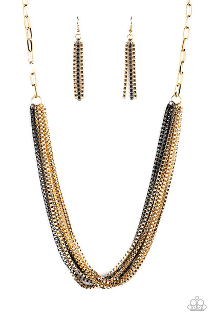 Beat Box Queen - Gold - Paparazzi Necklace