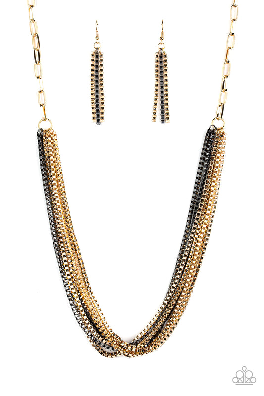 Beat Box Queen - Gold - Paparazzi Necklace