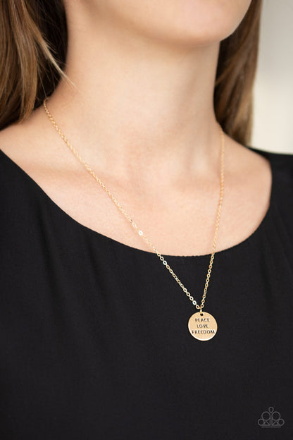 Freedom Isnt Free - Gold - Paparazzi Necklace