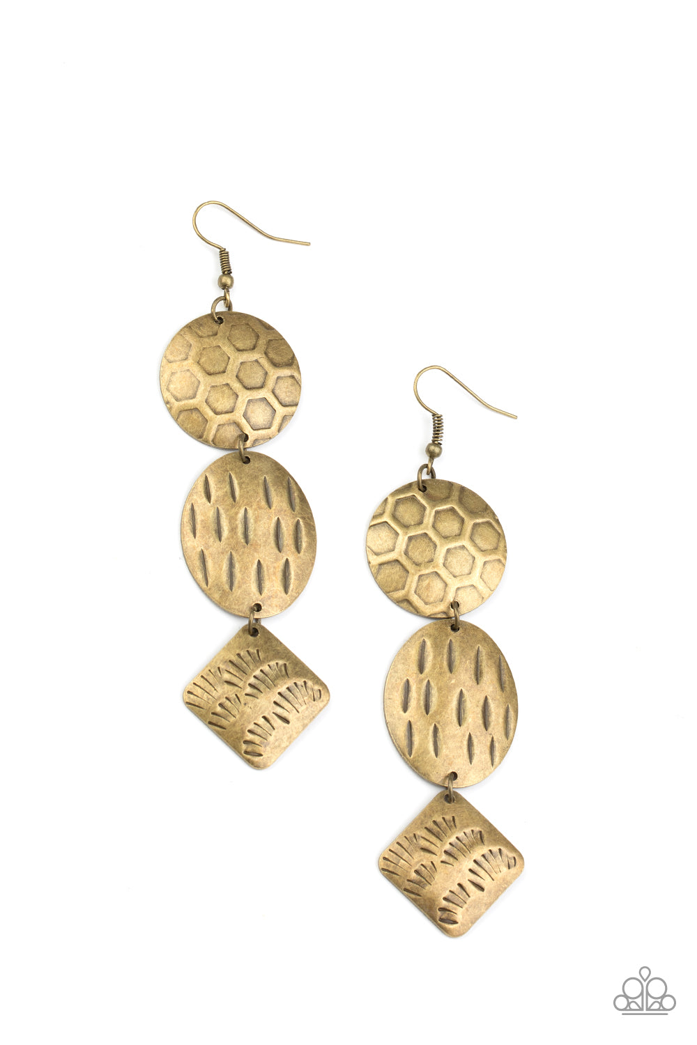 Mixed Movement - Brass - Paparazzi Earrings