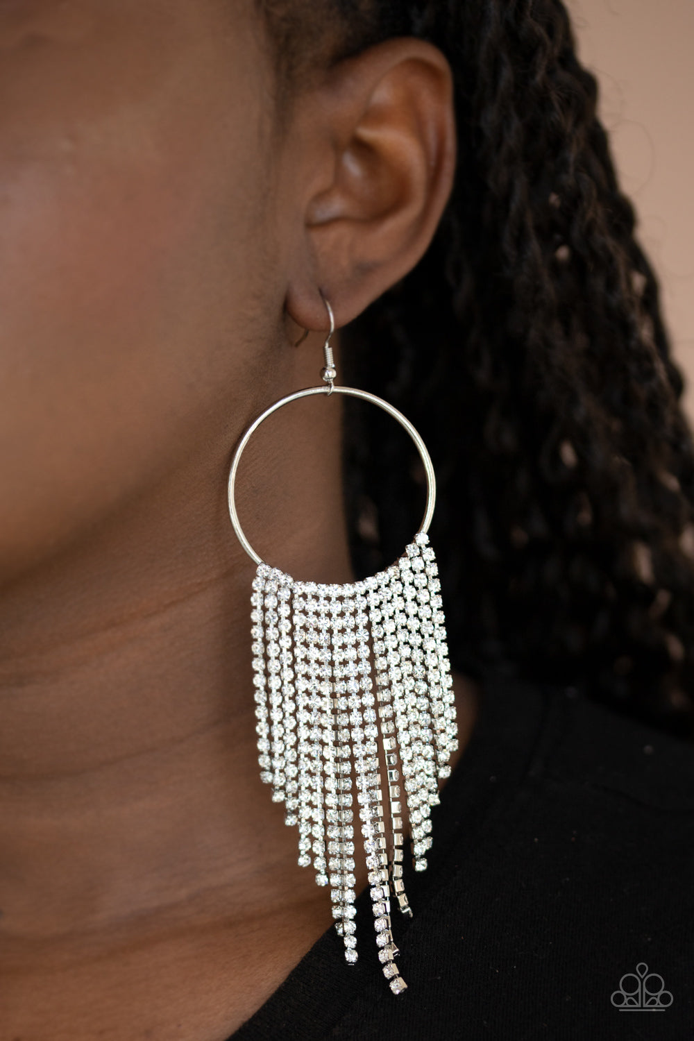 Streamlined Shimmer - White - Paparazzi Earrings