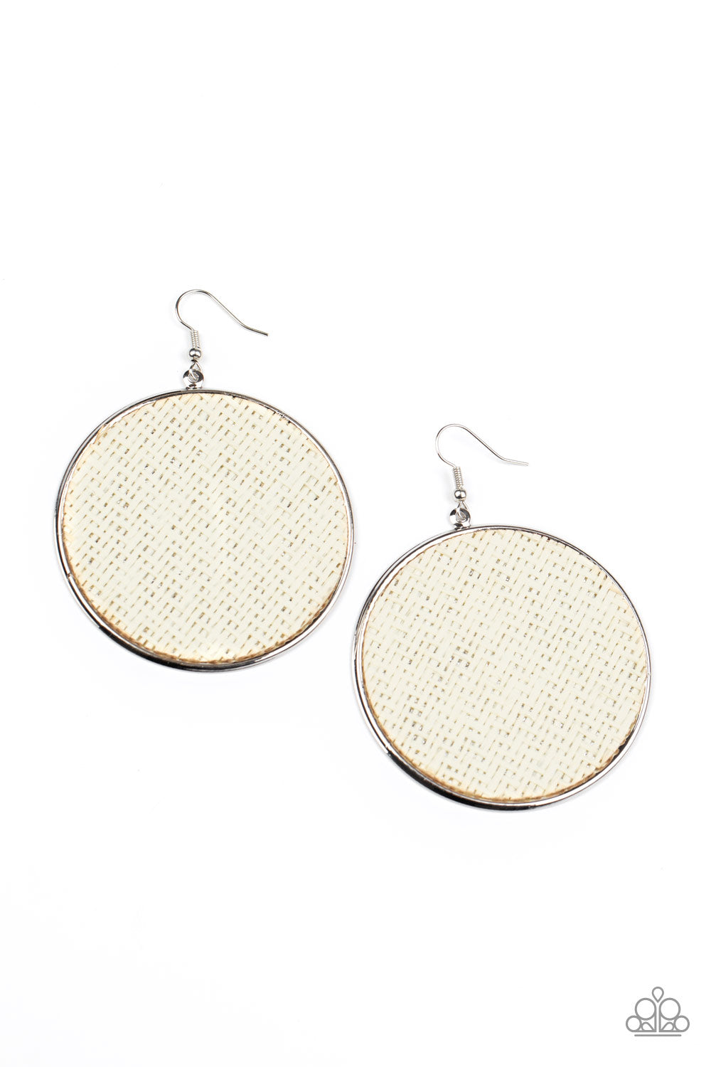 Wonderfully Woven - White Earrings Fish Hook Earrings