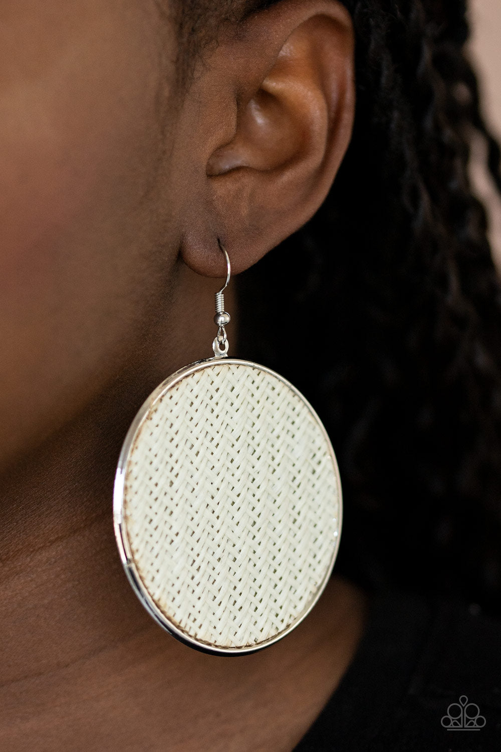 Wonderfully Woven - White Earrings Fish Hook Earrings