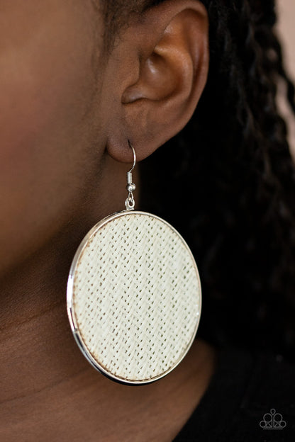 Wonderfully Woven - White Earrings Fish Hook Earrings