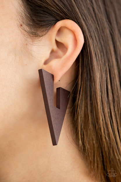 Boardroom Bravado - Brown - Paparazzi Earrings