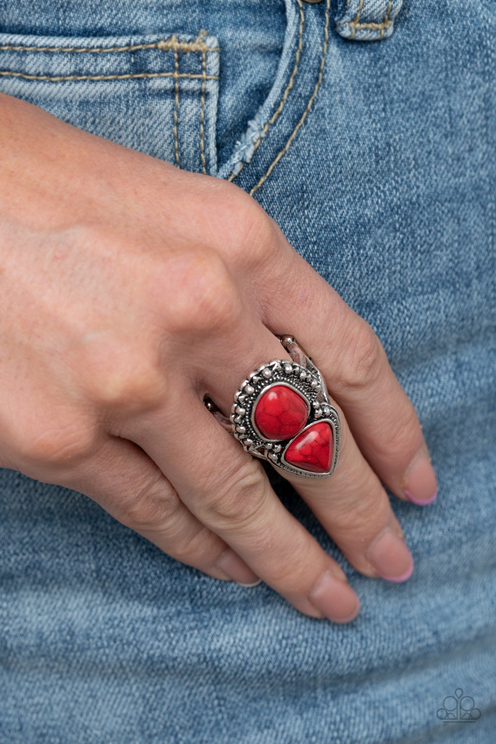 Mojave Mosaic - Red - Paparazzi Ring