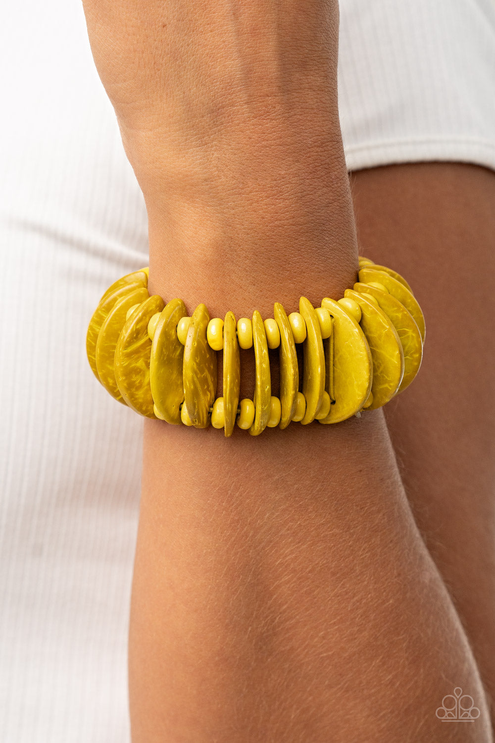 Tropical Tiki Bar - Yellow - Paparazzi Wood Bracelet