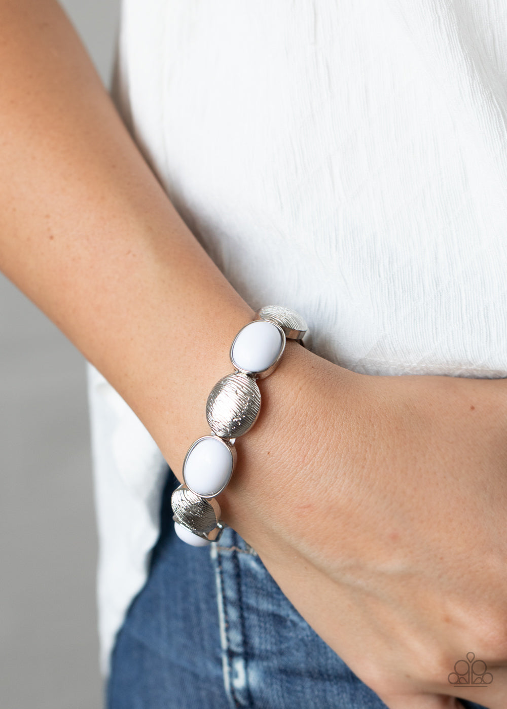 Decadently Dewy - White - Paparazzi Bracelet