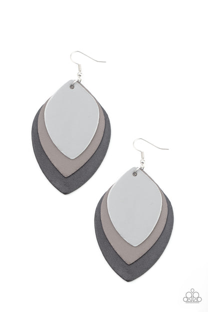 Light as a LEATHER - Black - Paparazzi Earrings