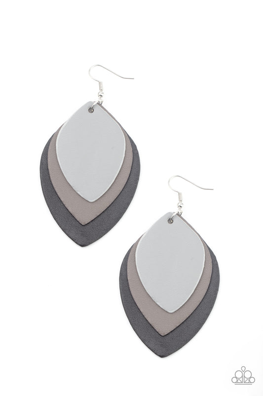 Light as a LEATHER - Black - Paparazzi Earrings