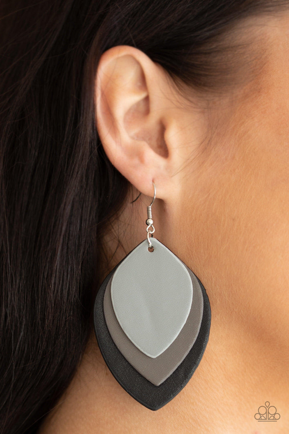 Light as a LEATHER - Black - Paparazzi Earrings