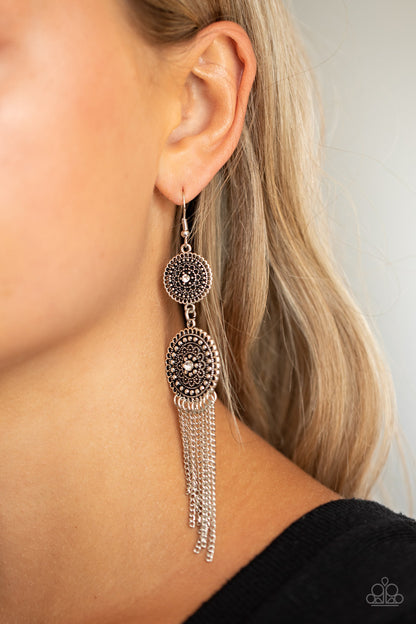 Medallion Mecca - White Fish Hook Earrings