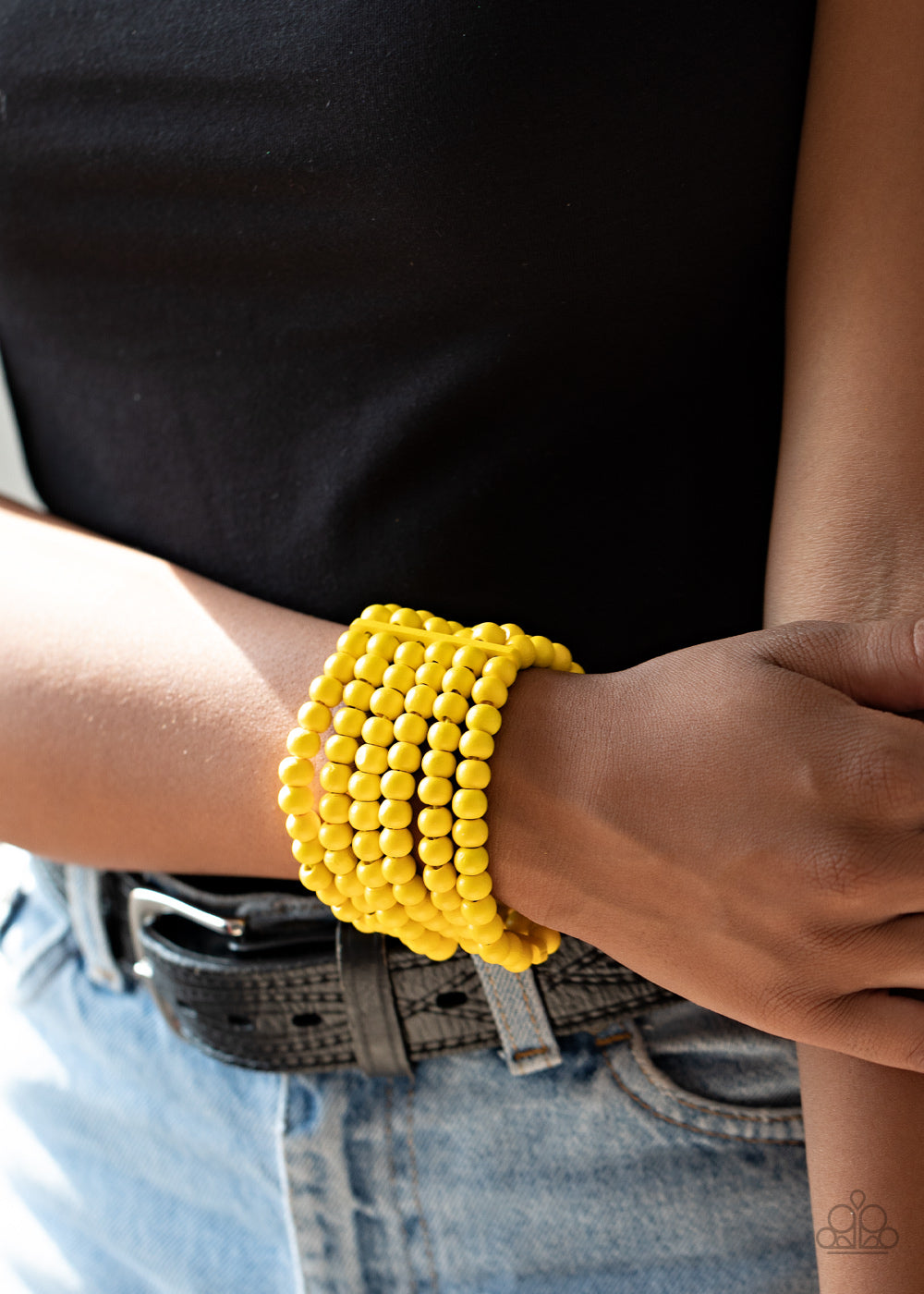 Diving in Maldives - Yellow - Paparazzi Wood Bracelet