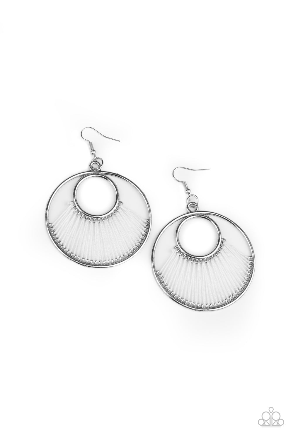 Really High-Strung - White Fish Hook Earrings