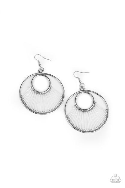 Really High-Strung - White Fish Hook Earrings
