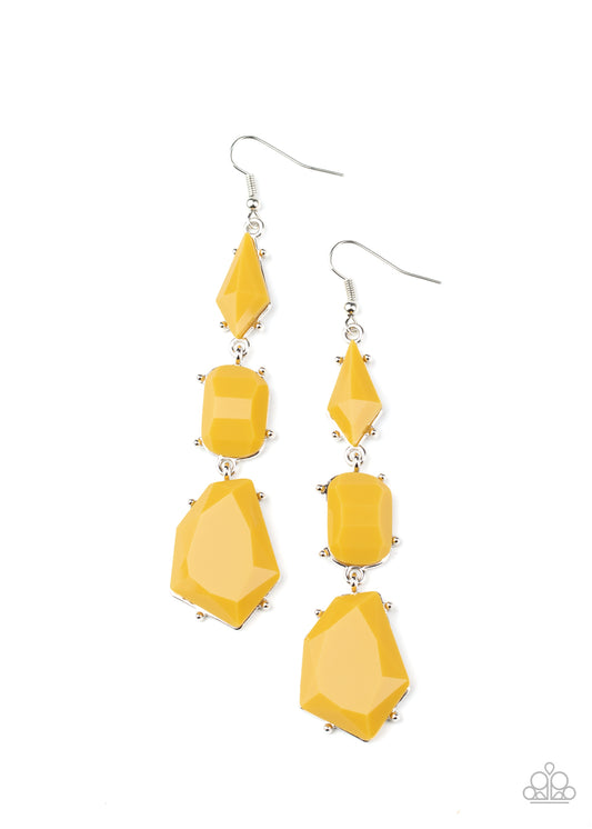 Geo Getaway - Yellow Fish Hook Earrings