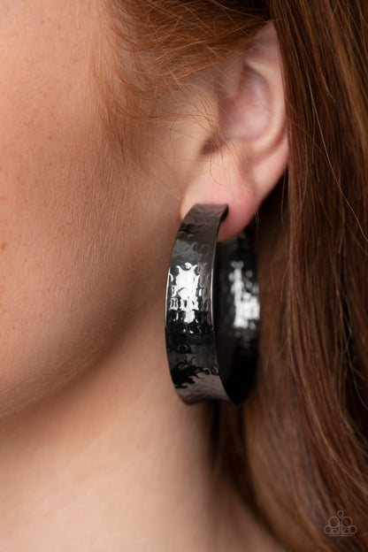 Fearlessly Flared - Black - Paparazzi Earrings