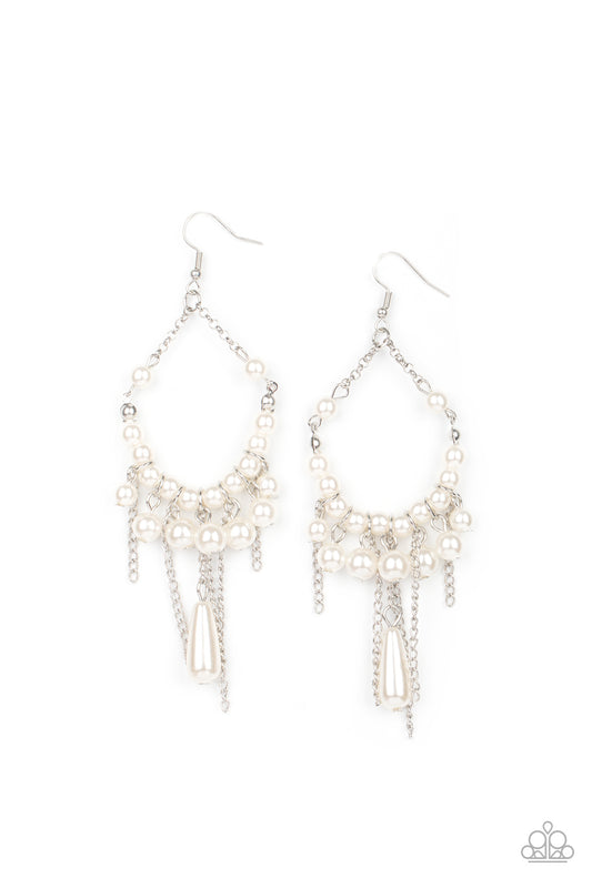 Party Planner Posh - White Fish Hook Earrings