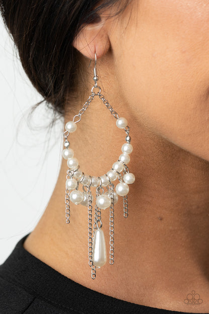 Party Planner Posh - White Fish Hook Earrings