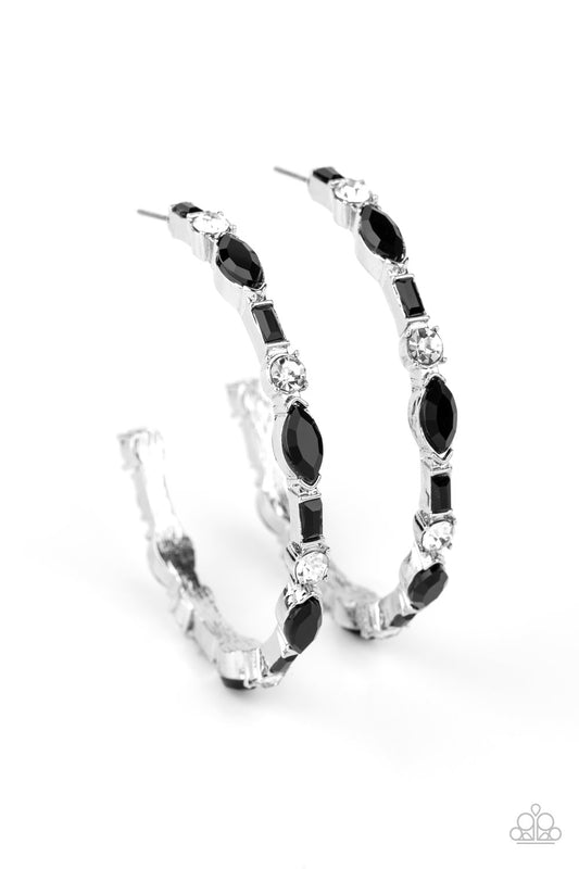 There Goes The Neighborhood - Black Hoop - Paparazzi Earrings
