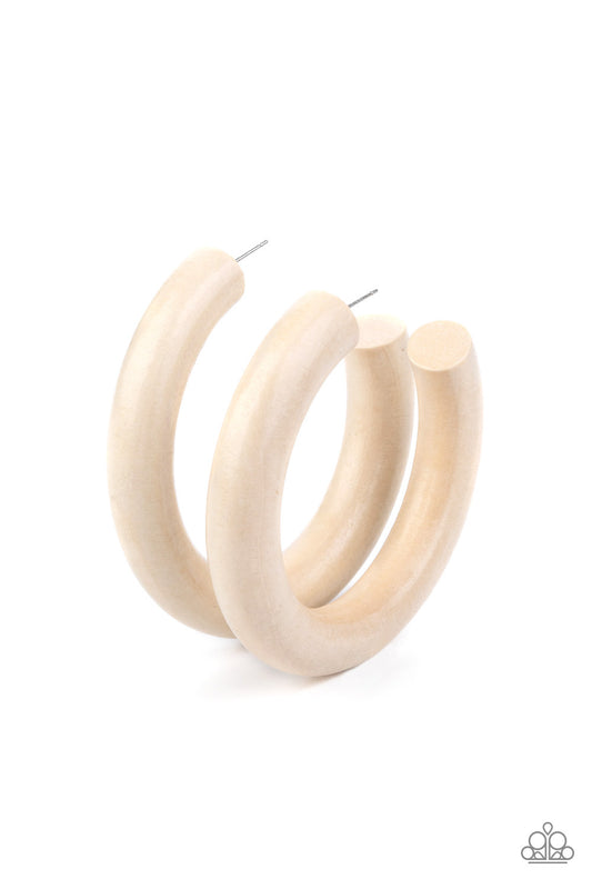 I WOOD Walk 500 Miles - White - Paparazzi Earrings