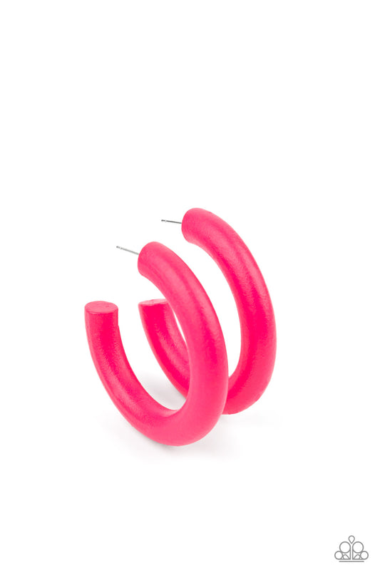 Woodsy Wonder - Pink Hoop Earrings