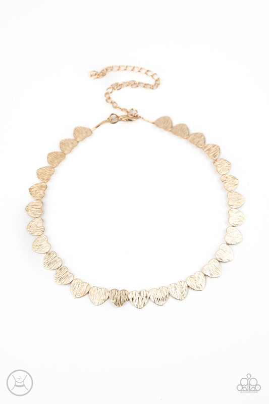 Playing Heart T To Get - Gold - Paparazzi Necklace