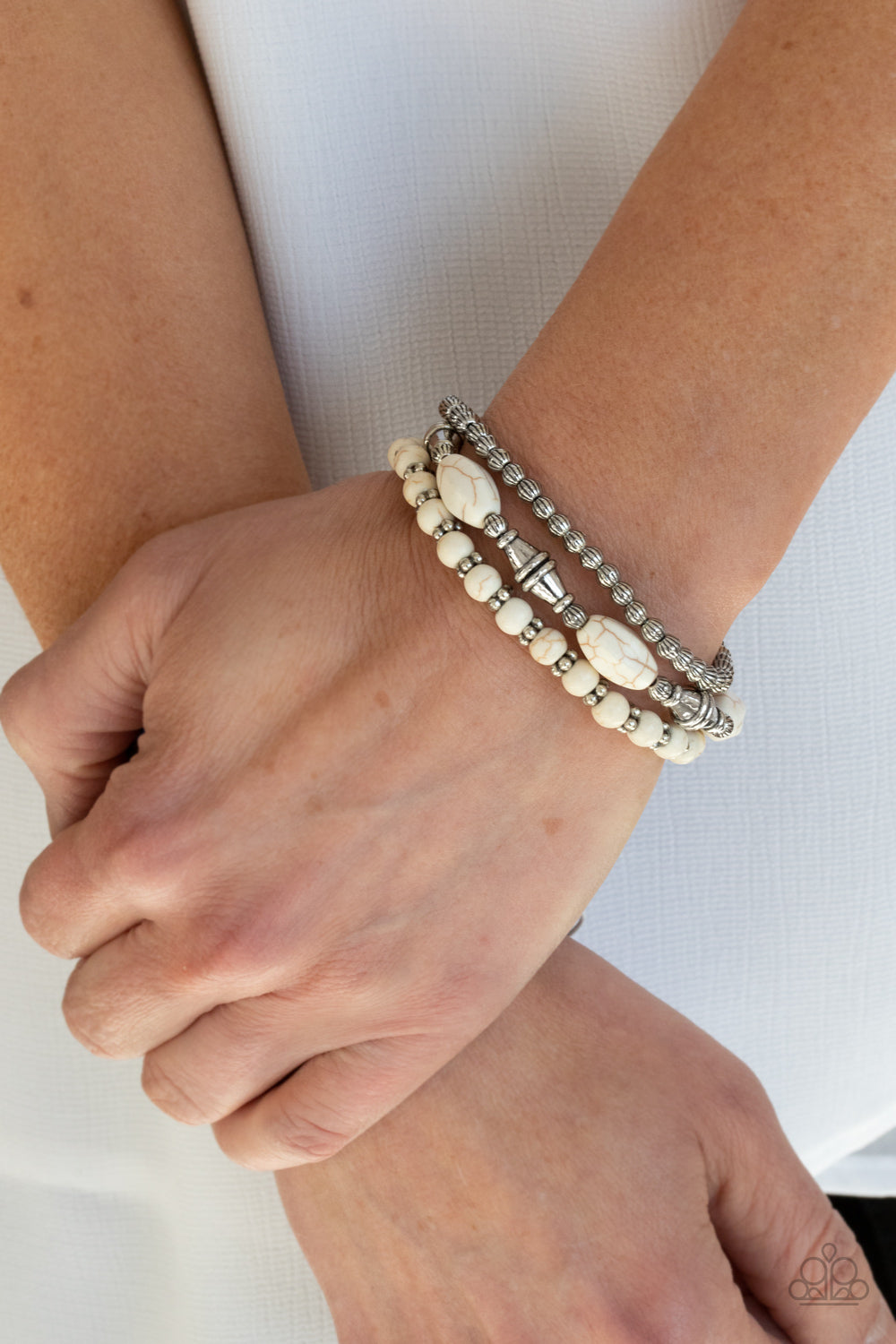 Sahara Sanctuary - White - Paparazzi Bracelet