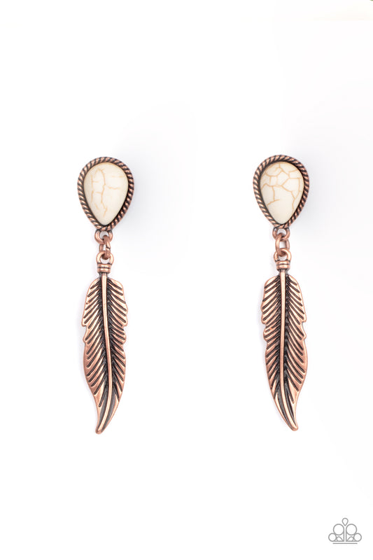Totally Tran-QUILL - Copper Paparazzi Earrings