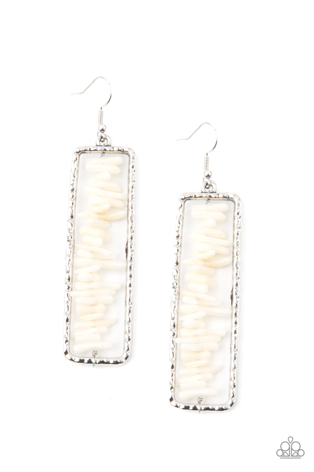 Don't QUARRY, Be Happy - White Fish Hook Earrings