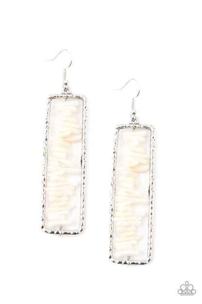 Don't QUARRY, Be Happy - White Fish Hook Earrings