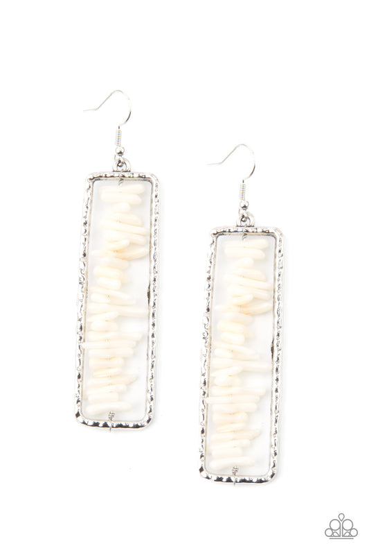 Don't QUARRY, Be Happy - White Fish Hook Earrings