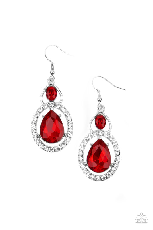 Double The Drama - Red Fish Hook Earrings