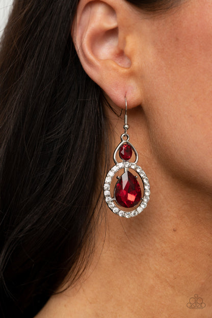 Double The Drama - Red Fish Hook Earrings