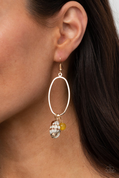 Golden Grotto - Yellow Fish Hook Earrings